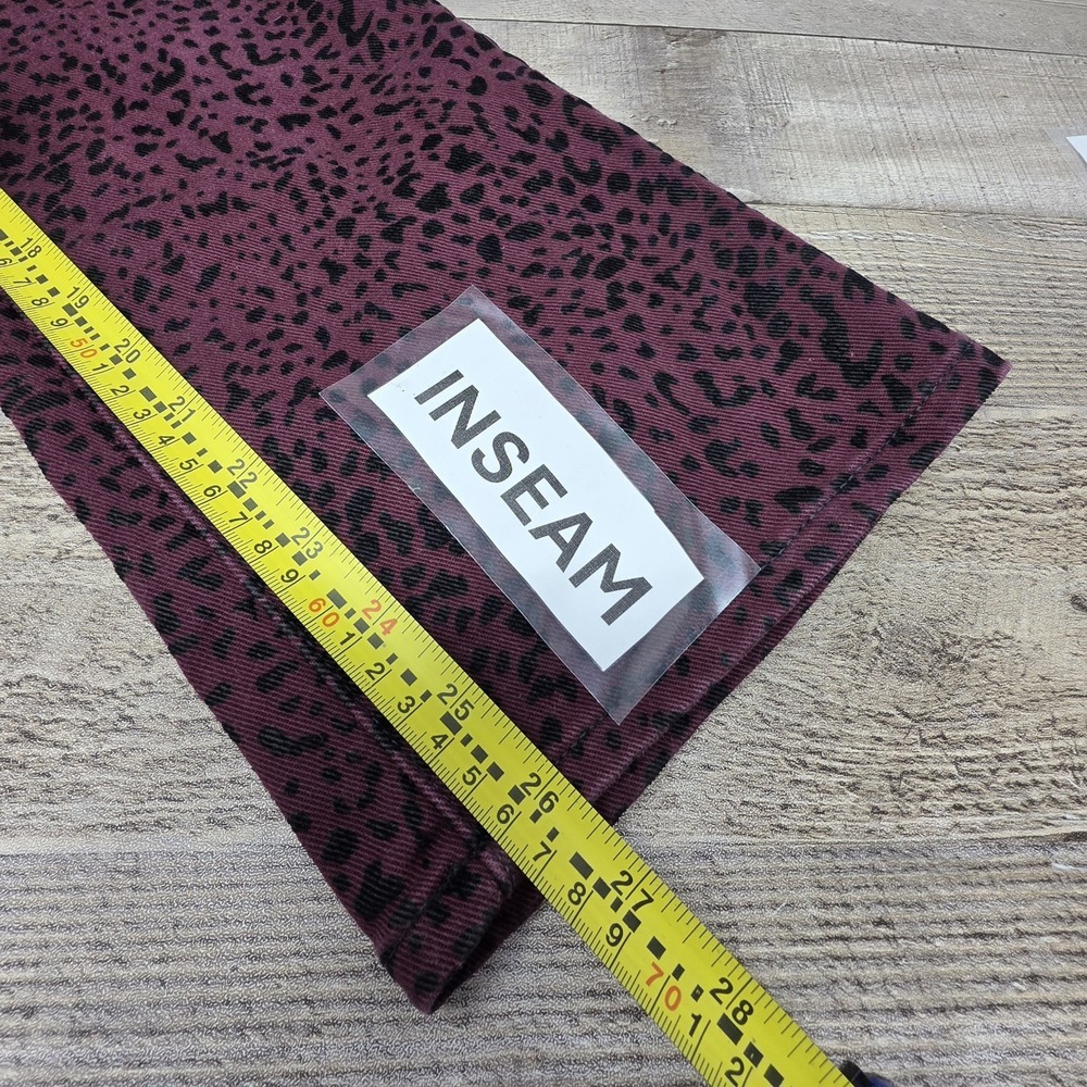 Rag & Bone Size 27 Hana Burgundy Cheetah Animal Print High Rise Waist Crop Jeans - Picture 10 of 12